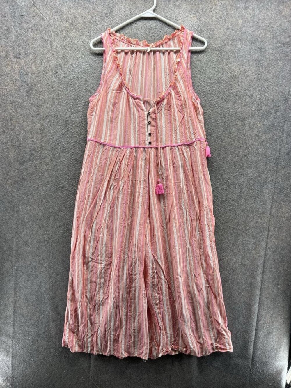 Anthropologie Dress Womens Small Pink Striped Scoop Neck Sleeveless Sundress